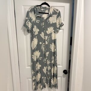 O'Neill Green and White Floral Dress